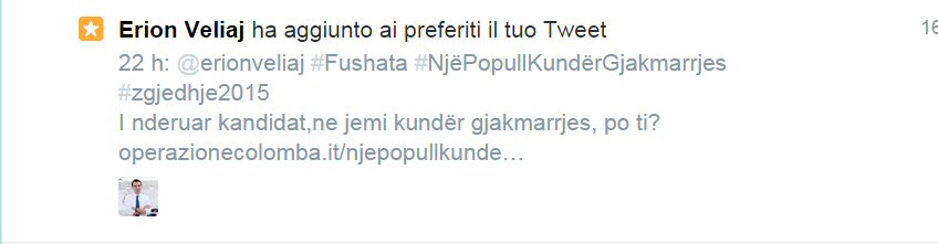 Erion Veliaj ha aggiunto ai preferiti il tuo Tweet